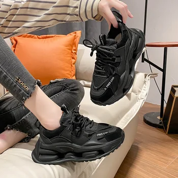 Женские кроссовки на платформе с круглым носком, вулканизированная обувь, Весенние удобные уличные кроссовки для бега, женские Zapatos Mujer 2023