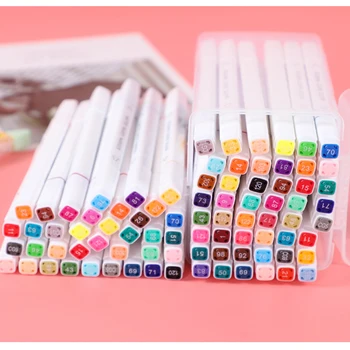48 Цветных ручек-фломастеров для рисования манга, Двухсторонняя кисть, принадлежности для рисования эскизов, канцелярские принадлежности, маркеры для надписей, школьные принадлежности