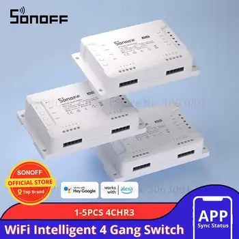 1-5 Шт. Sonoff 4CHR3 Wifi Smart Switch Универсальный Дистанционный Интеллектуальный Переключатель Прерыватель 4-Канальный Умный Домашний Wi-Fi Переключатель