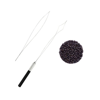 Набор инструментов для наращивания волос с крючком для вытягивания, 1 шт. петля для иглы и 500 шт. микроколечки-бусины