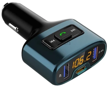 DHL или FedEx 20шт C52S Автомобильная громкая связь Bluetooth Fm-передатчик Автомобильный Mp3-плеер TYPE-C Быстрая Зарядка Аудио Двойной USB Автомобильная зарядка