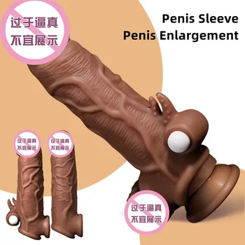 Жидкий силиконовый рукав для пениса, многоразовый удлинитель пениса, кольца для члена, задерживающие эякуляцию, покрывающие головку пениса, секс-игрушки для увеличения пениса для мужчин