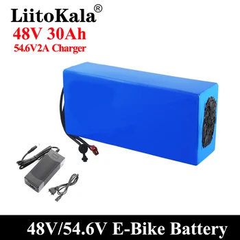 LiitoKala 18650 48V 20AH 30ah 15ah 12ah 25ah Литиевый аккумулятор 48V 1500 Вт Встроенный аккумулятор для электрического велосипеда 30A BMS 48V2A T