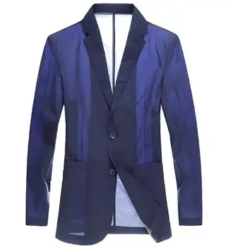 Мужской костюм нового стиля, однотонный, с длинным рукавом, однобортный, приталенный, из гладкой ткани, средняя куртка A114