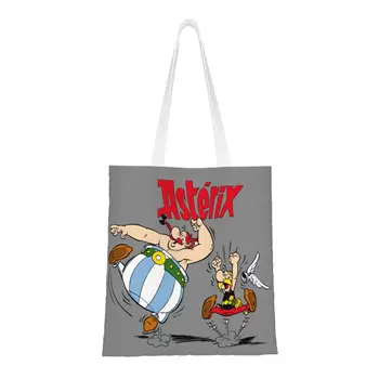Астерикс и Обеликс Мультяшная сумка для покупок из манги, холщовая сумка-тоут, портативная французская серия комиксов, сумки для покупок, бакалея