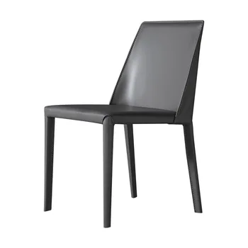 Простое и роскошное кожаное кресло в скандинавском стиле для домашнего использования, современная простая ресторанная спинка, дизайнерский обеденный стол и стул