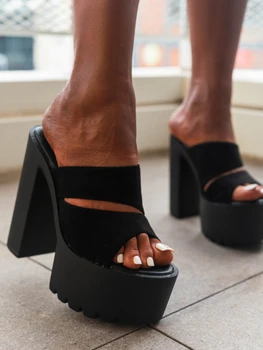2023, Модные новые летние женские босоножки, туфли с открытым носком, туфли на высоком толстом каблуке, туфли на высоком массивном каблуке.
