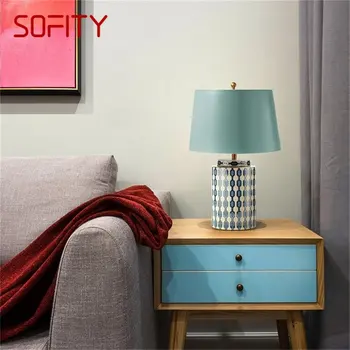 Роскошная настольная лампа SOFITY с современным светодиодным керамическим декоративным рисунком, настольная лампа класса люкс для дома, спальни