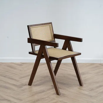 Деревянные стулья для поддержки спины в помещении, гостиная, современный дизайн, Одинарное Плетеное кресло для отдыха из ротанга, мебель Nordic Sillas