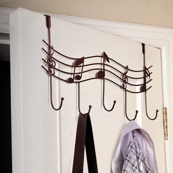 Железная художественная дверная стойка с задним крючком, органайзер для вешалок в металлическом музыкальном стиле для любой спальни, офиса или входной двери