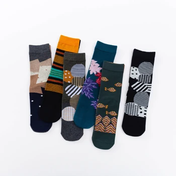 Мужские и женские парные носки удобные хлопчатобумажные носки-мандаринки модные носки с креативной иллюстрацией