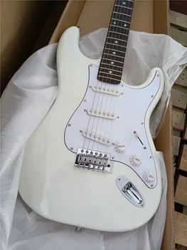 Изготовленная на китайской гитарной фабрике на заказ массивная верхняя часть из натурального кленового шпона ST, бело-синяя электрогитара 67 st