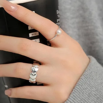 Винтажное кольцо в виде сердца в стиле панк для женщин и мужчин, Геометрические кольца регулируемого размера, Изысканные Креативные ювелирные изделия Оптом