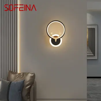 SOFEINA Современные черные латунные бра LED 3 цвета Роскошная декоративная лампа рядом с кроватью для дома