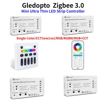 Zigbee 3.0 DC 5 ~ 24V Мини Ультратонкий Контроллер Светодиодной Ленты 2.4G RF Пульт Дистанционного Управления Gledopto Одноцветный/CCT/RGB/RGBW/RGB + CCT Диммер Освещения