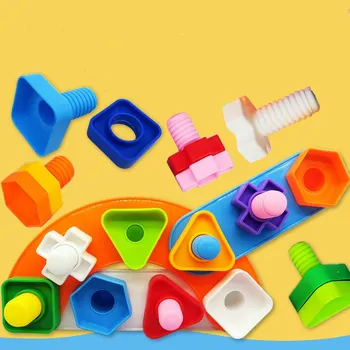 24/38/48 Пар винтовых строительных блоков, Пластиковые вставные блоки, игрушки в форме гайки для детей, развивающие игрушки, масштабные модели