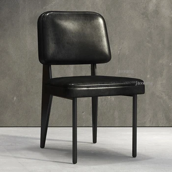 Обеденные стулья с нордической кожаной спинкой, кресло для отдыха в американском стиле, Современный винтажный стул для столовой, мебель для столовой