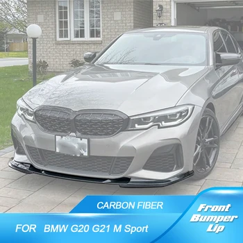 Спойлер Переднего Бампера из Углеродного Волокна для BMW 3 Серии G20 G21 M Sport Bumper 2018 - 2021 Спойлер Переднего Бампера Real Carbon