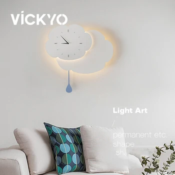 Настенный светильник VICKYO Nordic LED для декора стен, креативные часы, настенный светильник, художественный дизайн для гостиной, Освещение спальни, Декор комнаты