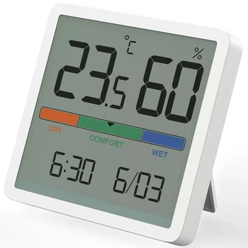 Гигротермограф, 1 ШТ., Внутренний термометр, Гигрометр, Монитор окружающей среды в детской комнате, Измеритель температуры и влажности, цифровой ЖК-дисплей