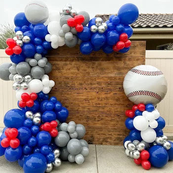 Сине-Красные Латексные Воздушные Шары Kids Boy Baseball First 1st Happy Birthday Party Arch Kit Ballon Anniversaire Decoration Bapteme Globos