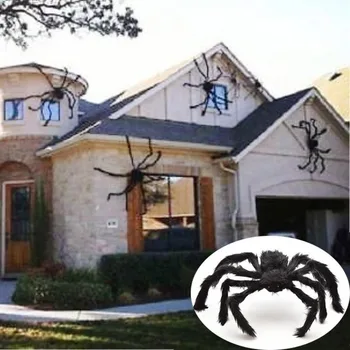 Огромный черный паук, украшение на Хэллоуин, Дом с привидениями, реквизит для дома с привидениями, Страшный плюшевый паук, реквизит для дома с привидениями, декор для вечеринки