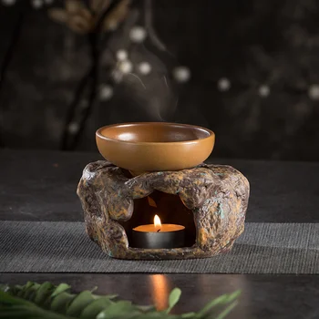 Керамическая плита для подогрева чая в стиле ретро из японского керамогранита, Керамическая свеча, горелка с эфирными маслами, чашка для подогрева чая Кунг-фу для домашнего декора, Чайная посуда