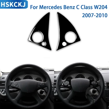 Для Mercedes Benz C Class W204 2007-2010 Аксессуары Интерьер автомобиля Кнопки рулевого колеса Наклейка для отделки панели Черный глянец Пластик