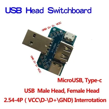 USB-головной коммутатор с разъемом USB для подключения к Type-c Micro Female USB 2.54-4P тестовая плата для передачи данных USB-переходная пластина XY-USB4