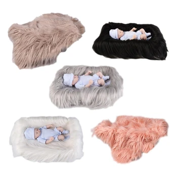 Длинношерстный коврик, плюшевое одеяло для детских фотосессий, ковер для фотосъемки новорожденных 066B