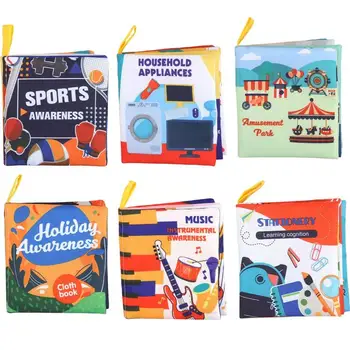 Детские тканевые книжки Монтессори С мягким шуршащим звуком, детские книжки для раннего обучения, развивающие игрушки для детей от 0 до 12 месяцев, подарок для детей