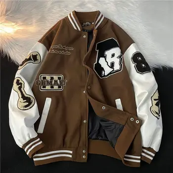 Высококачественные куртки с вышивкой в американском стиле, пальто, мужская бейсбольная форма Y2K Street в стиле хип-хоп, повседневная куртка с джокером