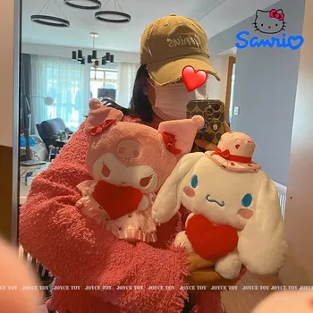24 см Оригинальный Sanrio Kuromi My Melody Hello Kitty серии Kawaii Heartbeat Плюшевая кукла-игрушка Аниме Орнамент Милая Кукла-любовь Подарок
