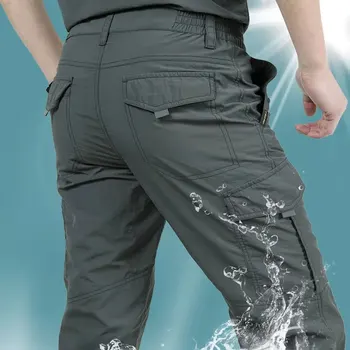 Мужские дышащие быстросохнущие брюки-карго, Летние повседневные водонепроницаемые тонкие треккинговые брюки с несколькими карманами, тактические армейские брюки в стиле милитари
