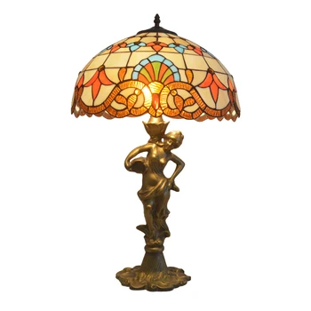 Лампа для кабинета в европейском стиле, гостиная и прикроватная тумбочка, американская классическая Стеклянная художественная лампа ручной работы в стиле барокко