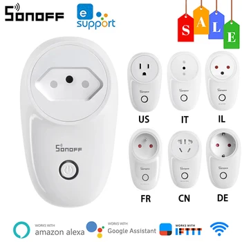 SONOFF S26 R2 WiFi Smart Plug 16A WiFi Plug умная розетка с таймером реального времени eWeLink Пульт дистанционного управления Совместим с Alexa Google Home