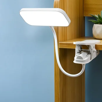 Настольная лампа с клипсой, лампа для чтения на батарейках, Прикроватный светильник с клипсой, USB перезаряжаемый, Лампа для чтения