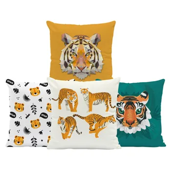 Наволочка с тигровым рисунком Kawaii Home Decor, милая наволочка с тигровым рисунком для спальни, декоративные подушки для элегантного дивана, наволочка для подушки