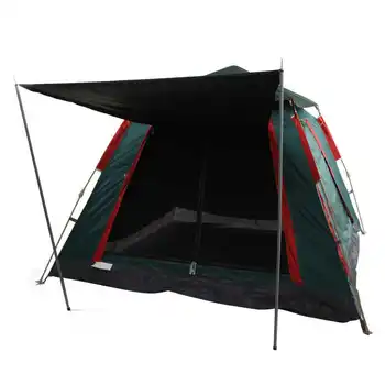 Палатка для кемпинга на 3-4 человека, палатка для кемпинга с виниловым покрытием, водонепроницаемая автоматическая двухслойная семейная палатка для пеших прогулок и путешествий