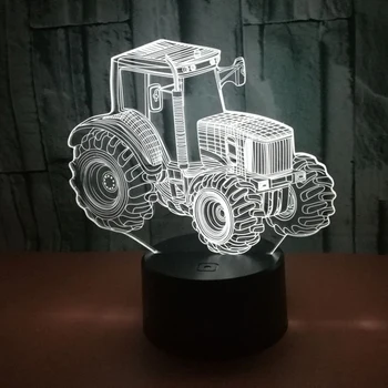 Новый 3D-тракторный автомобиль Illusion LED Night Light 7 цветов, меняющий цвет настольной лампы Smart Touch, декор магазина подарков, бара, освещения в спальне