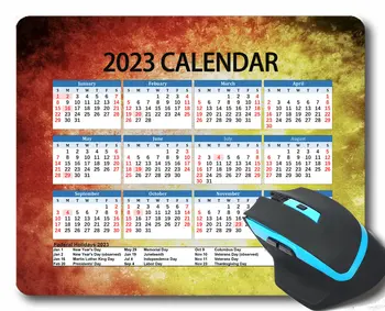 Коврик для мыши с календарем на 2023 год, линии ветра, волны, белый свет, противоскользящий резиновый коврик для мыши с прочными прошитыми краями