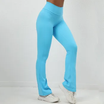 Штаны для йоги, женские расклешенные Танцевальные тренировочные брюки с высокой талией, 2023 Новая одежда для пилатеса, Леггинсы, Женская тренировочная одежда, Женские Синие коричневые