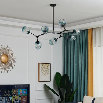 Современные светодиодные люстры Люстры со стеклянными шарами в скандинавском дизайне Освещение для гостиной спальни домашнего декоративного освещения