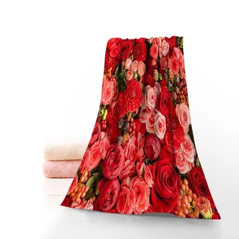 Полотенце с красной розой из хлопка с принтом для лица/Банные полотенца Ткань из микрофибры для детей, мужчин, женщин, полотенца для душа 70x140 см