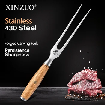 XINZUO Новейшая кованая вилка для разделки мяса Кухонные ножи из высокоуглеродистой нержавеющей стали 430 с подарочной коробкой для переноски на открытом воздухе