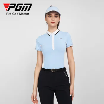 Женские футболки для гольфа PGM, спортивный досуг, Летняя женская одежда с коротким рукавом, эластичность, быстросохнущая, дышащая YF555 Оптом