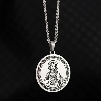 Религиозные Ожерелья Иисуса Из Нержавеющей Стали Католические Христиане Иисус Кулон С Цепочкой Ожерелье Для Мужчин Женщин Амулет Ювелирные Изделия
