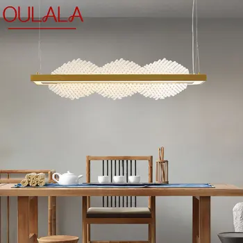 Современный подвесной светильник OULALA LED с креативным дизайном в китайском стиле, золотая потолочная люстра для домашней столовой чайного домика