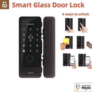 Дверной замок Youpin Smart Glass 6 способов разблокировки, без пробивания, без проводки, без отпечатков пальцев, без пароля, Дверной звонок Работает с приложением Mihome
