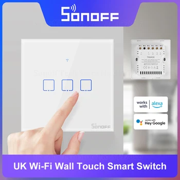SONOFF T0UK 1/2/3 Gang Smart WiFi Настенный Сенсорный выключатель SmartHome Smart Scene через приложение eWeLink Голосовое управление через Alexa Google Home
